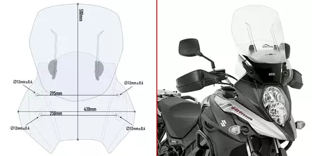 Givi Justerbar Vindskærm, Gennemsigtig, Suzuki DL650 V-Strom (2018-2021) - Motorcykelvindskærme - 323-AF3112 - 2
